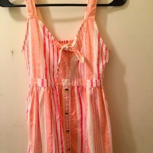 Girls Pink striped summer dress size 14